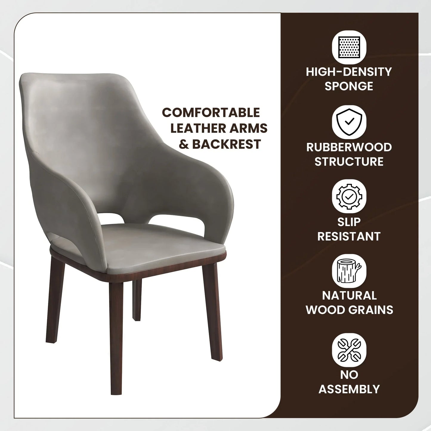 Vivara Dining Chair Upholstered in Leather with Rubberwood Base - Elax Furniture