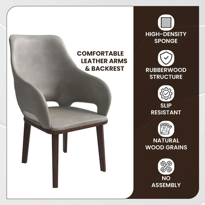 Vivara Dining Chair Upholstered in Leather with Rubberwood Base - Elax Furniture