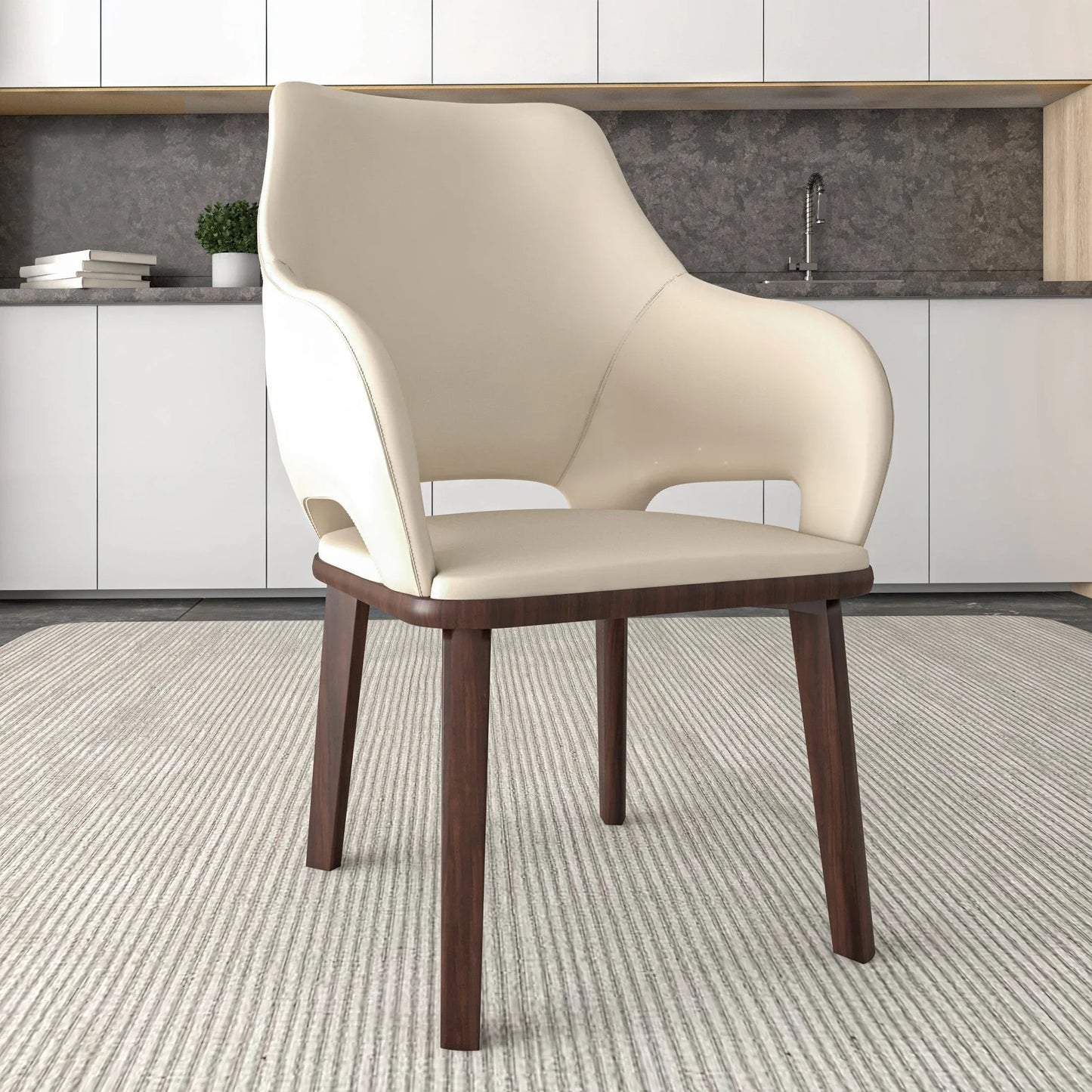 Vivara Dining Chair Upholstered in Leather with Rubberwood Base - Elax Furniture