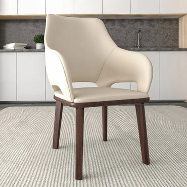 Vivara Dining Chair Upholstered in Leather with Rubberwood Base - Elax Furniture