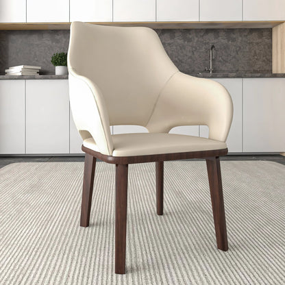 Vivara Dining Chair Upholstered in Leather with Rubberwood Base - Elax Furniture