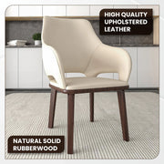 Vivara Dining Chair Upholstered in Leather with Rubberwood Base - Elax Furniture