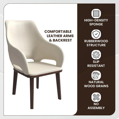 Vivara Dining Chair Upholstered in Leather with Rubberwood Base - Elax Furniture