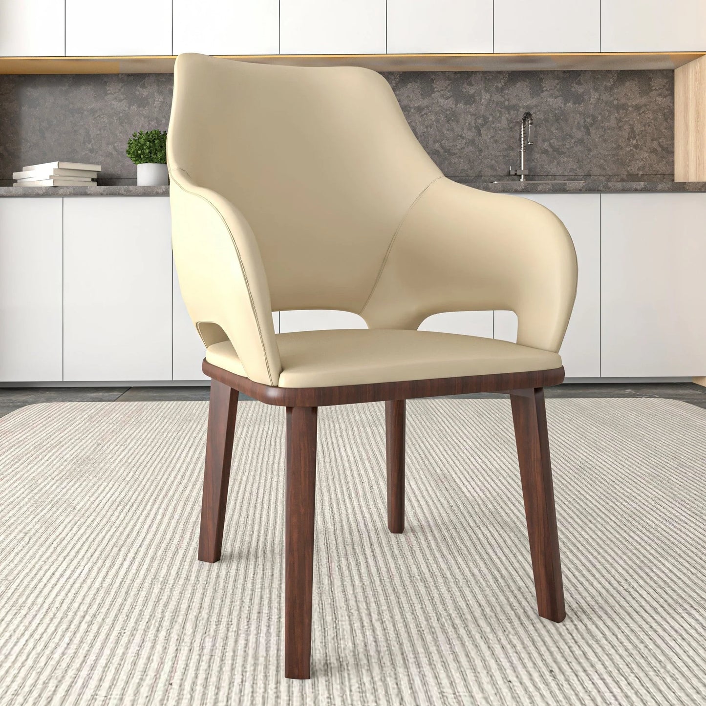 Vivara Dining Chair Upholstered in Leather with Rubberwood Base - Elax Furniture