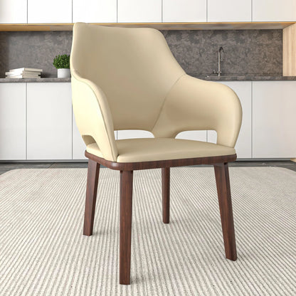 Vivara Dining Chair Upholstered in Leather with Rubberwood Base - Elax Furniture