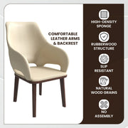 Vivara Dining Chair Upholstered in Leather with Rubberwood Base - Elax Furniture