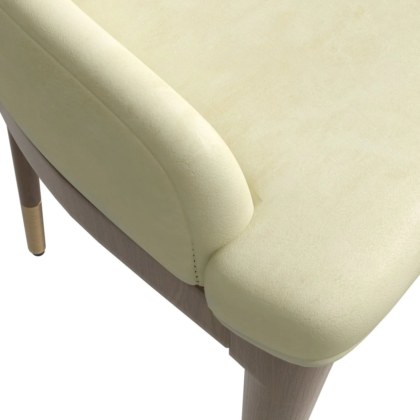 Viva Dining Side Chair Upholstered in Leather with Brown Rubberwood Legs - Elax Furniture