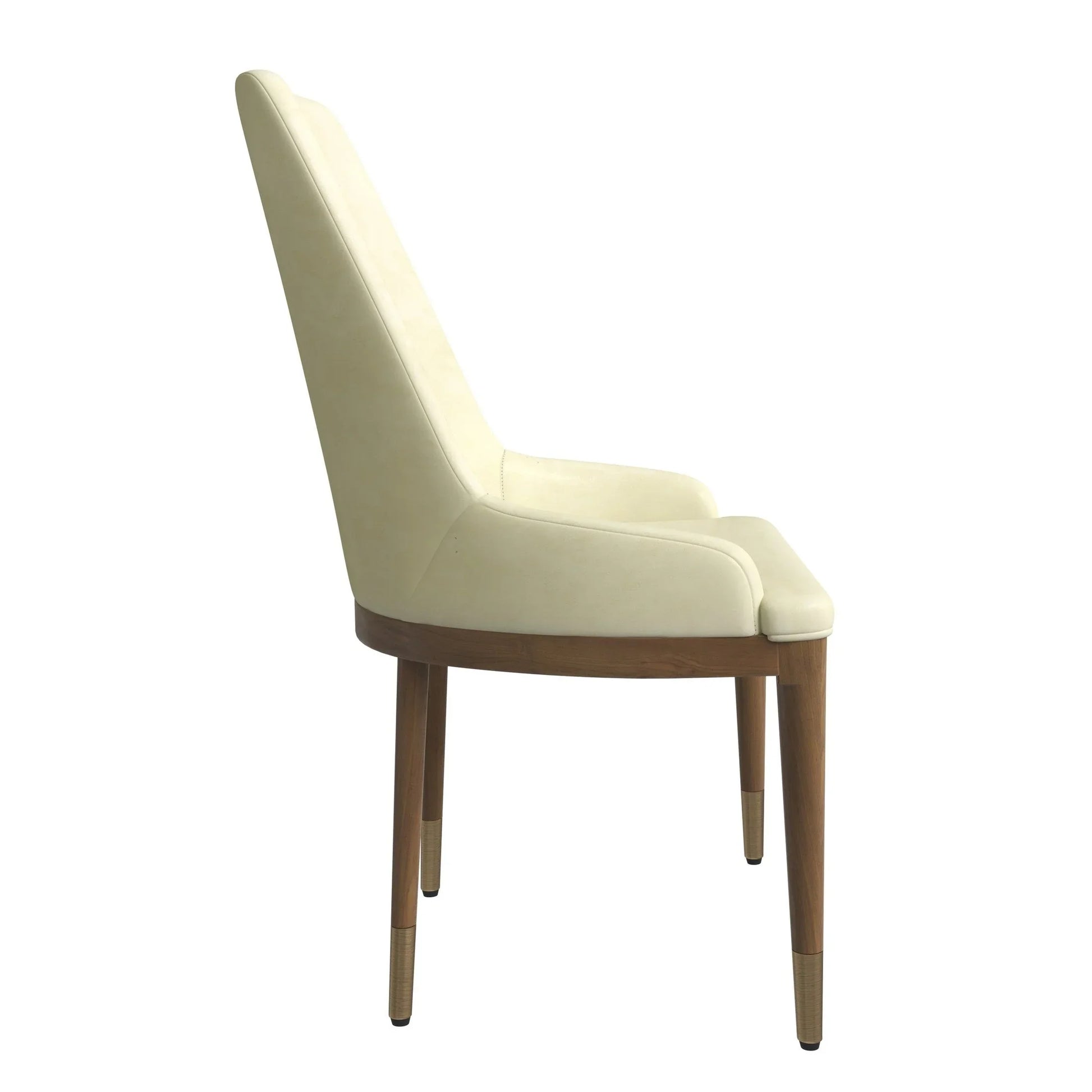 Viva Dining Side Chair Upholstered in Leather with Brown Rubberwood Legs - Elax Furniture