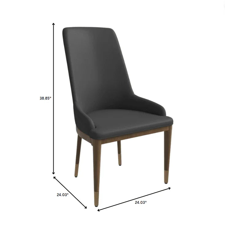 Viva Dining Side Chair Upholstered in Leather with Brown Rubberwood Legs - Elax Furniture