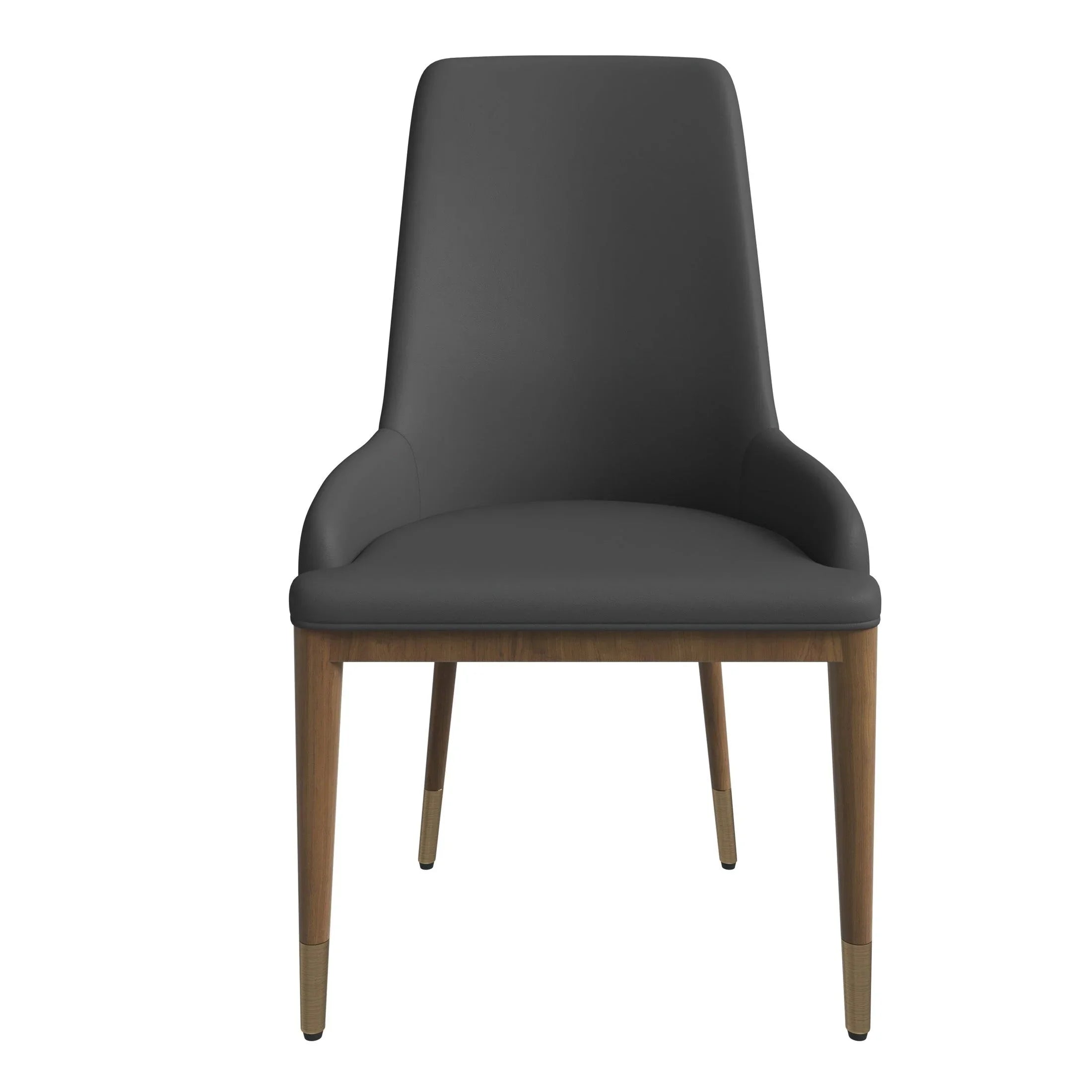 Viva Dining Side Chair Upholstered in Leather with Brown Rubberwood Legs - Elax Furniture