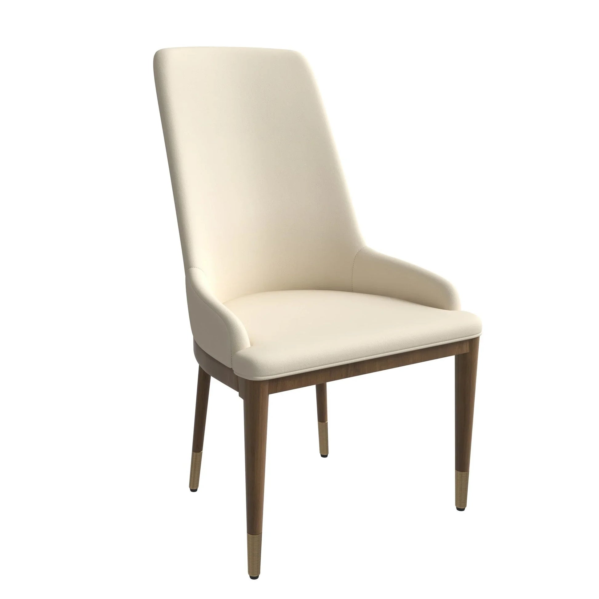 Viva Dining Side Chair Upholstered in Leather with Brown Rubberwood Legs - Elax Furniture
