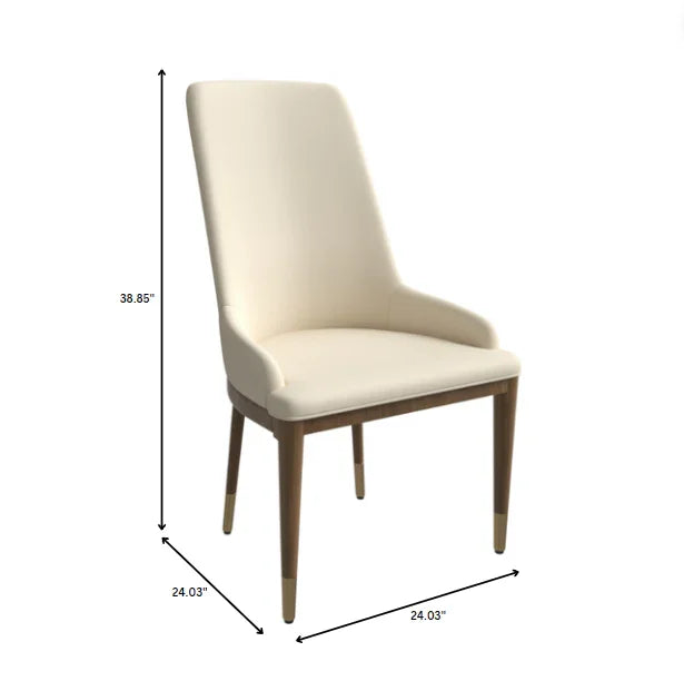 Viva Dining Side Chair Upholstered in Leather with Brown Rubberwood Legs - Elax Furniture