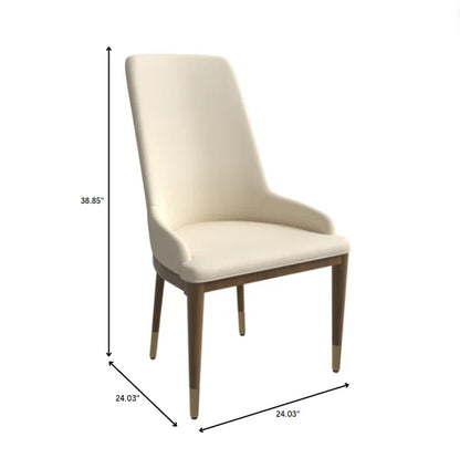 Viva Dining Side Chair Upholstered in Leather with Brown Rubberwood Legs - Elax Furniture