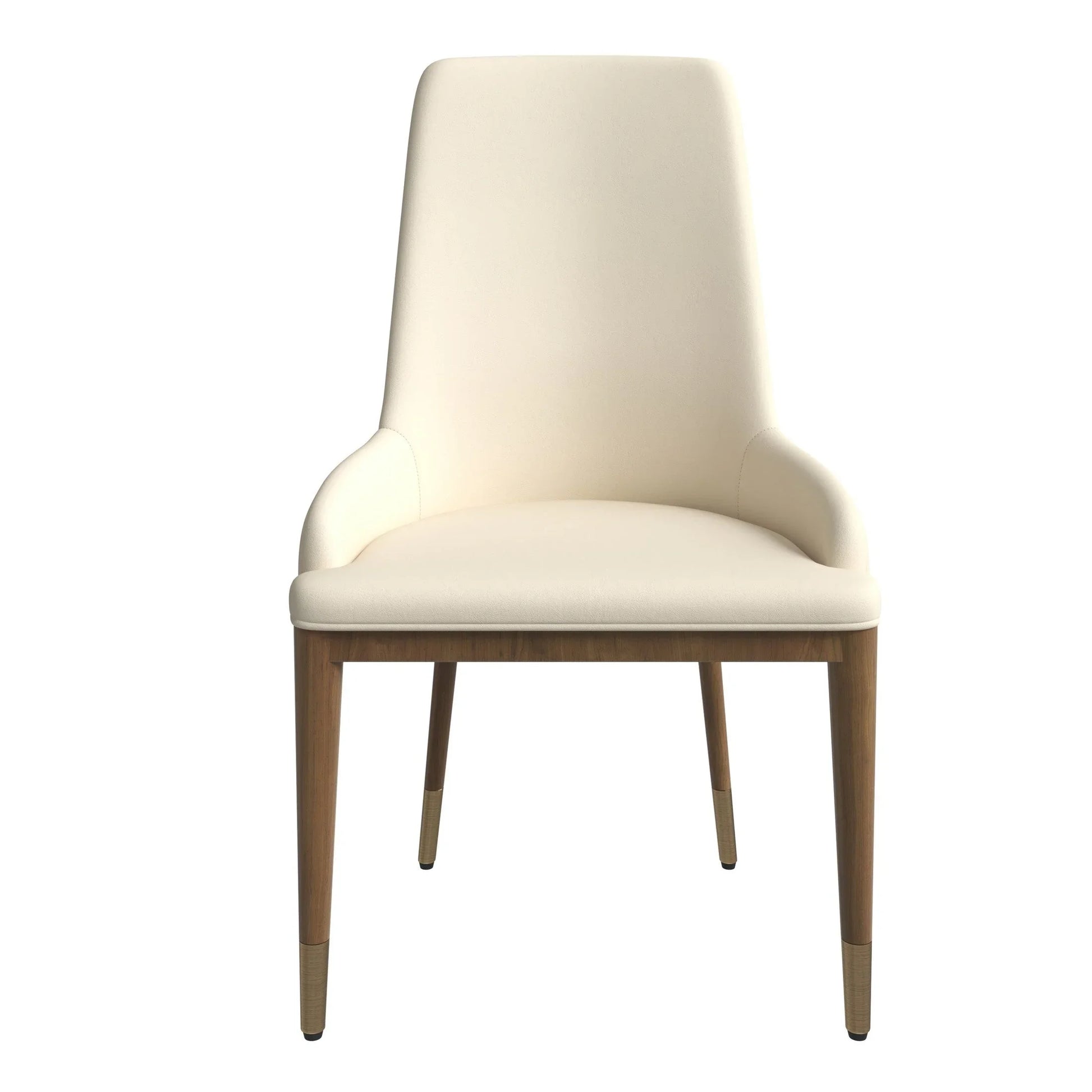 Viva Dining Side Chair Upholstered in Leather with Brown Rubberwood Legs - Elax Furniture