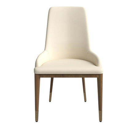 Viva Dining Side Chair Upholstered in Leather with Brown Rubberwood Legs - Elax Furniture