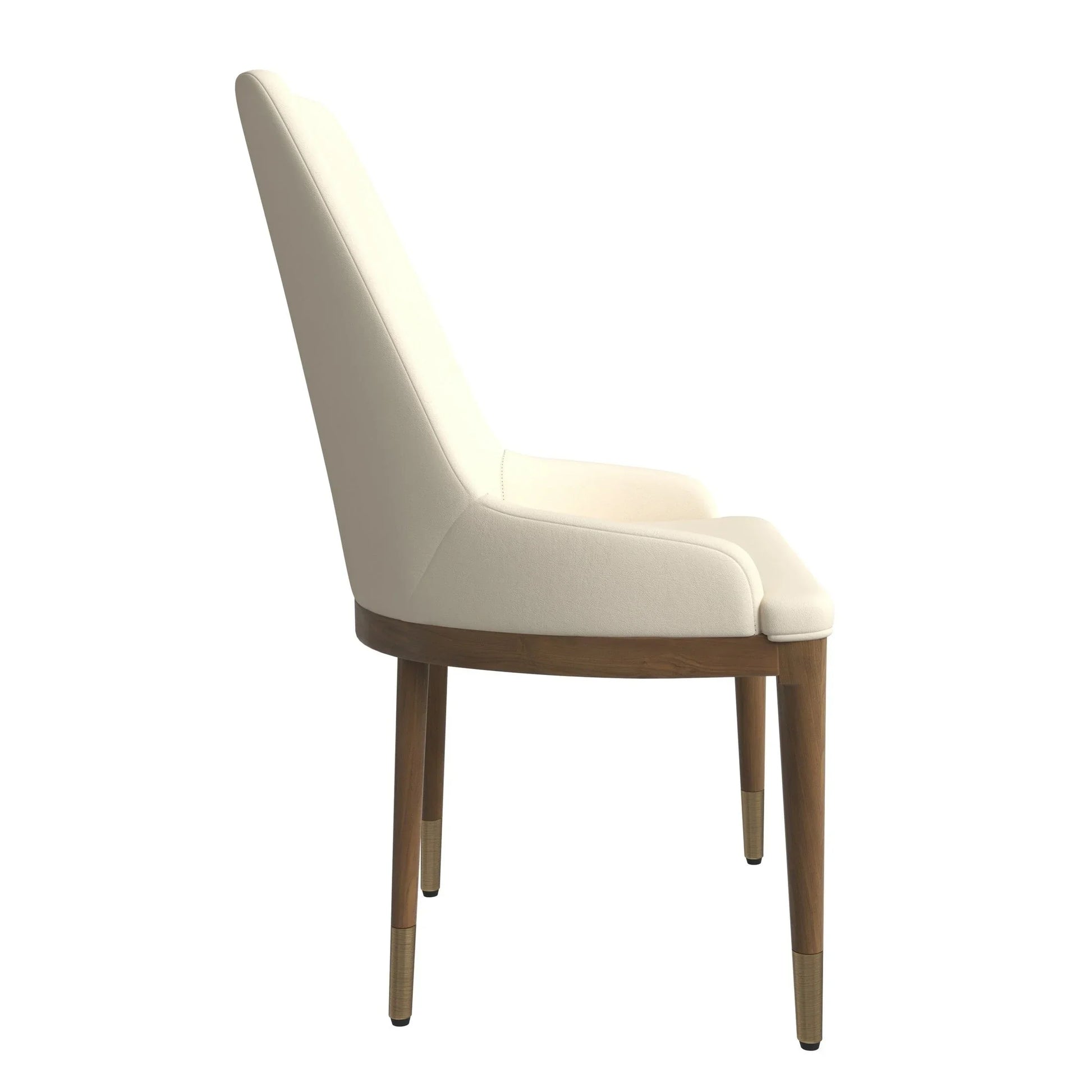 Viva Dining Side Chair Upholstered in Leather with Brown Rubberwood Legs - Elax Furniture