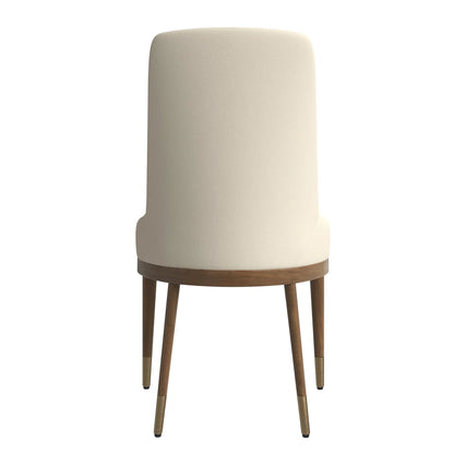 Viva Dining Side Chair Upholstered in Leather with Brown Rubberwood Legs - Elax Furniture