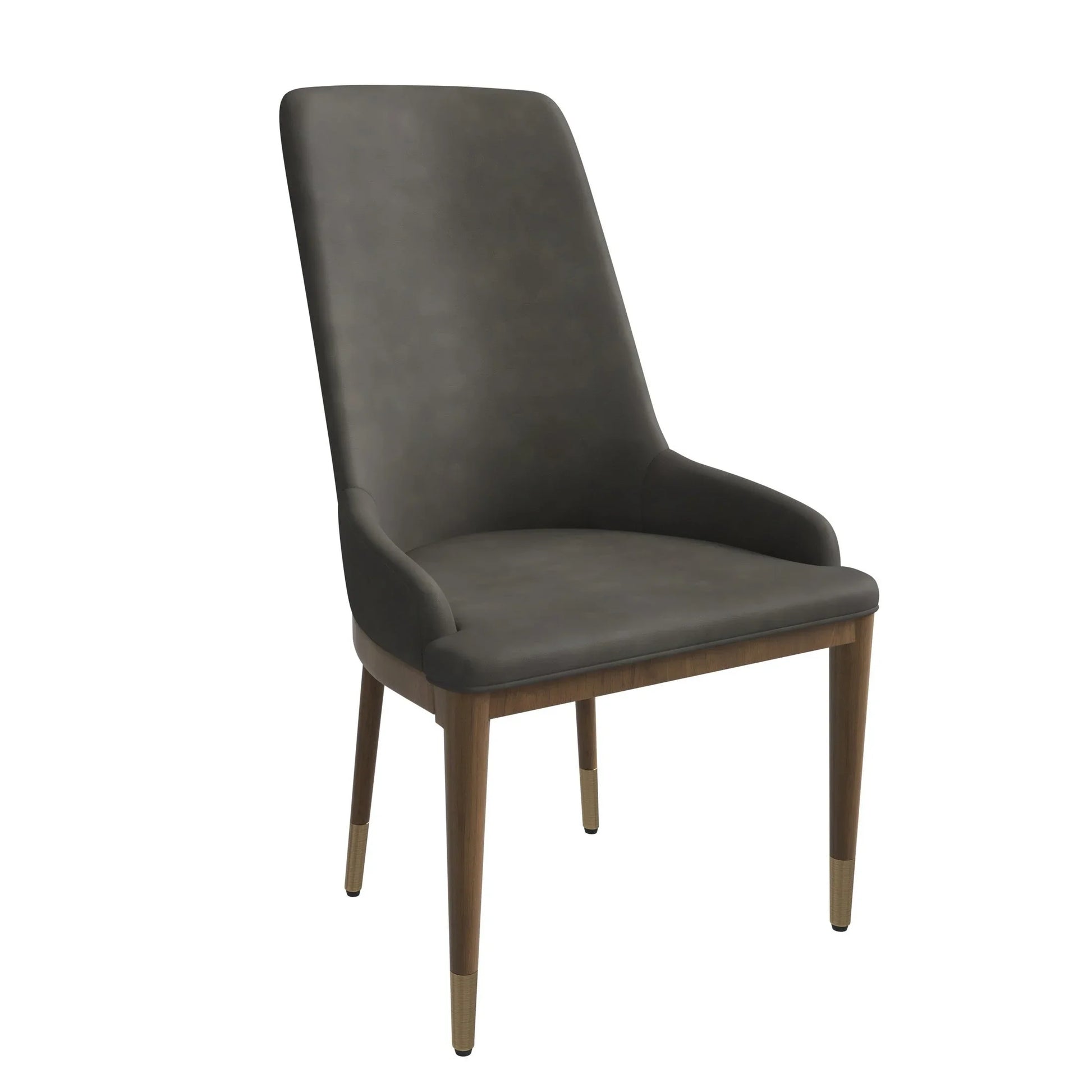 Viva Dining Side Chair Upholstered in Leather with Brown Rubberwood Legs - Elax Furniture