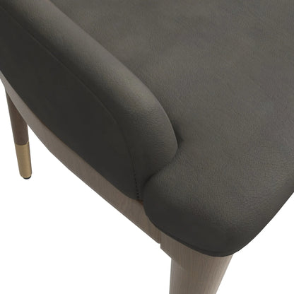 Viva Dining Side Chair Upholstered in Leather with Brown Rubberwood Legs - Elax Furniture