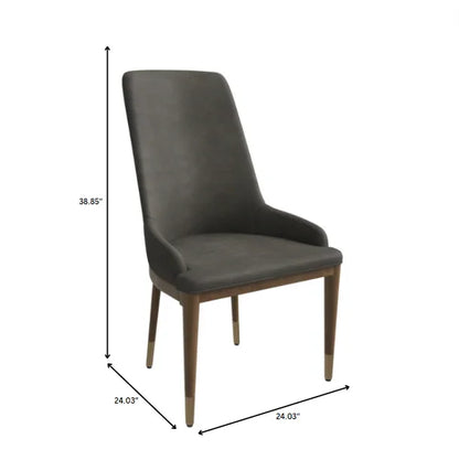 Viva Dining Side Chair Upholstered in Leather with Brown Rubberwood Legs - Elax Furniture