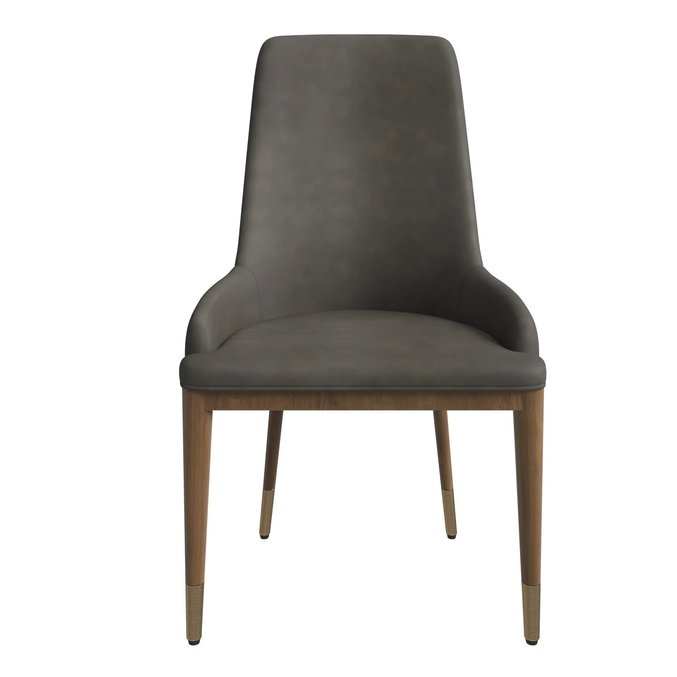 Viva Dining Side Chair Upholstered in Leather with Brown Rubberwood Legs - Elax Furniture