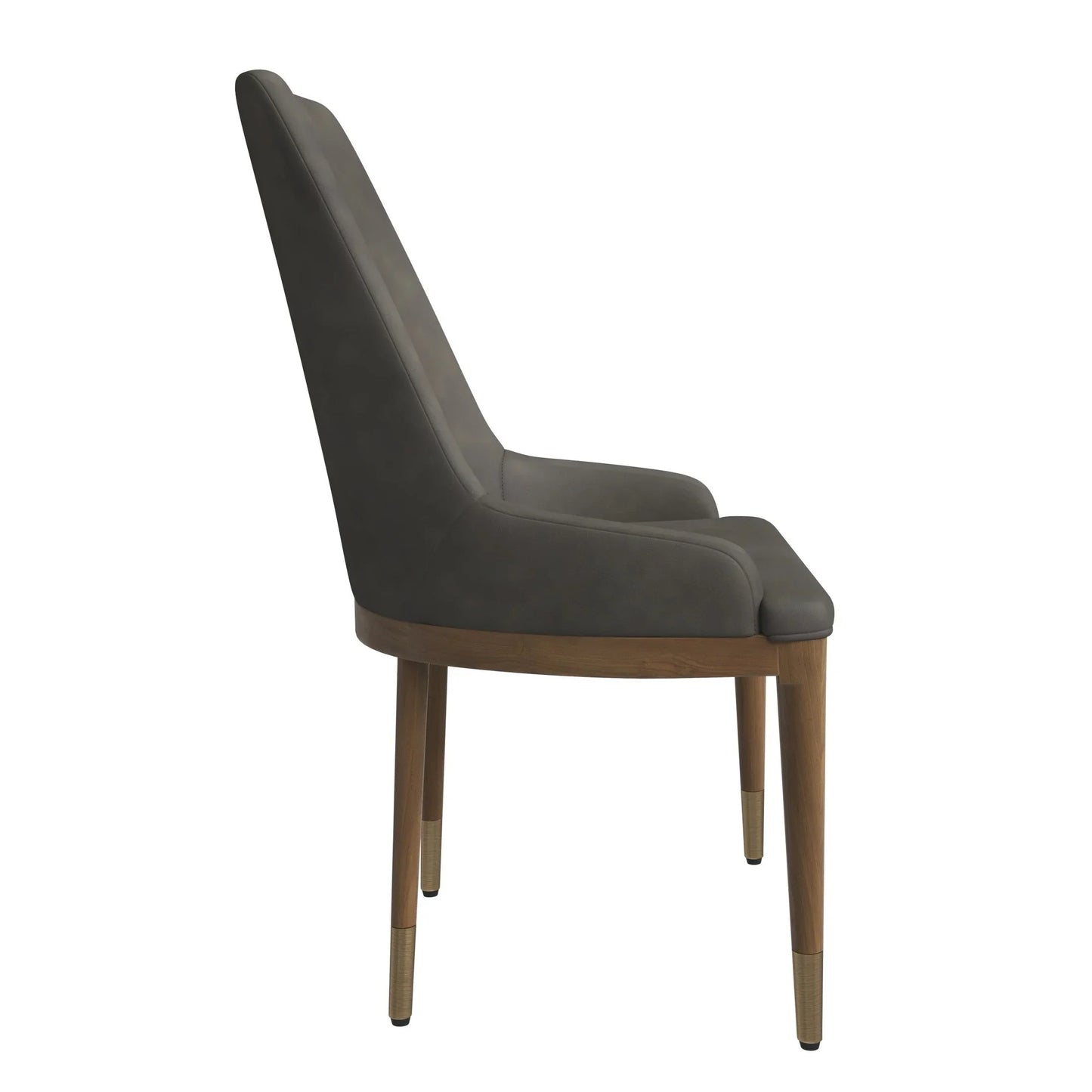 Viva Dining Side Chair Upholstered in Leather with Brown Rubberwood Legs - Elax Furniture