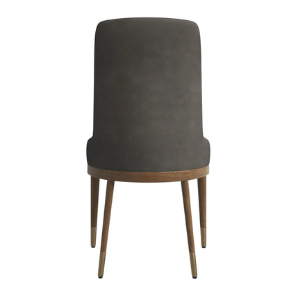 Viva Dining Side Chair Upholstered in Leather with Brown Rubberwood Legs - Elax Furniture