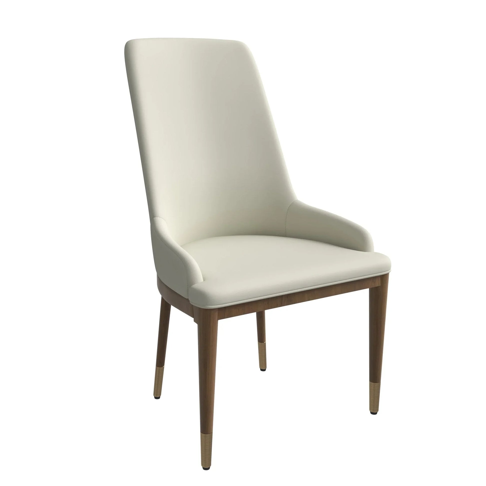 Viva Dining Side Chair Upholstered in Leather with Brown Rubberwood Legs - Elax Furniture