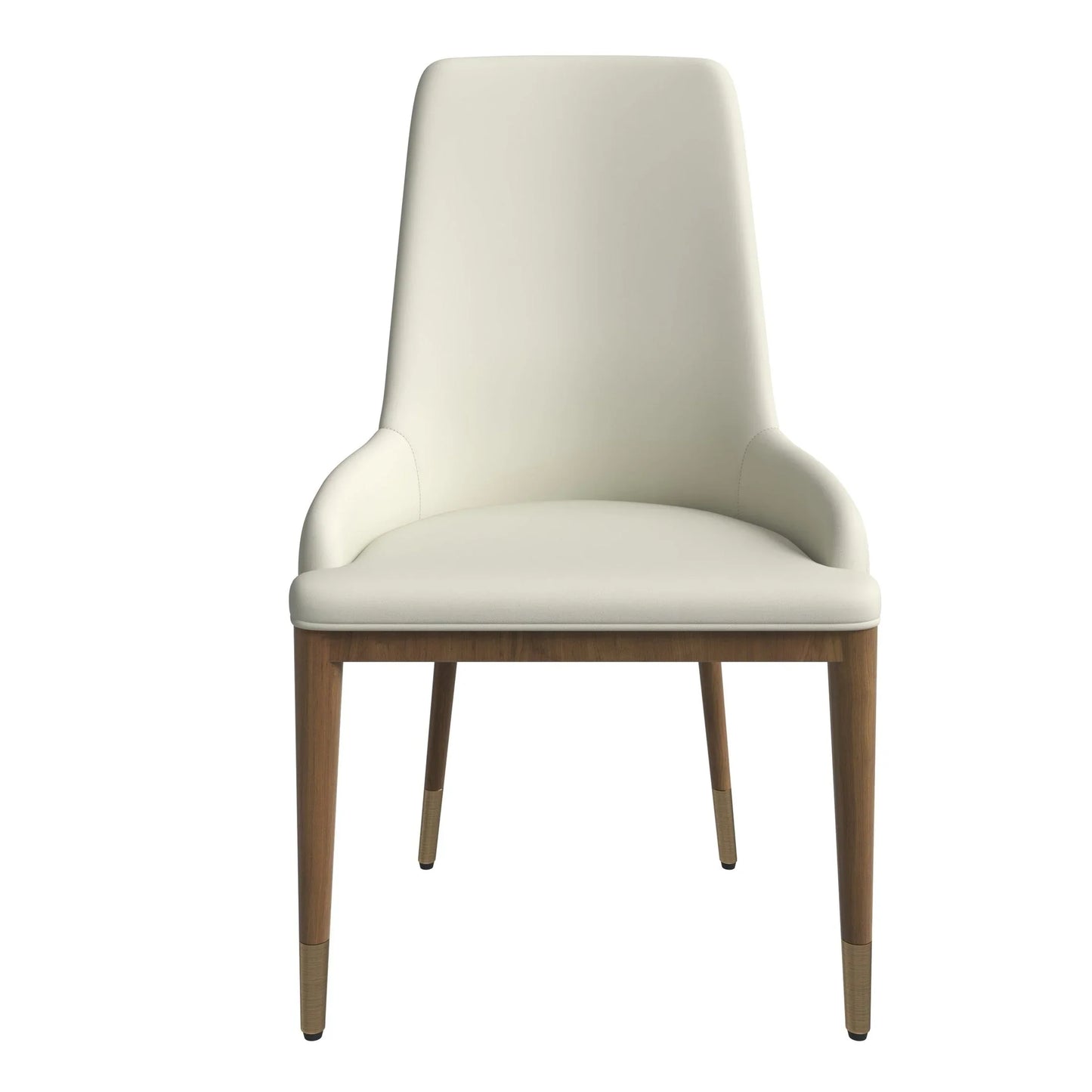 Viva Dining Side Chair Upholstered in Leather with Brown Rubberwood Legs - Elax Furniture