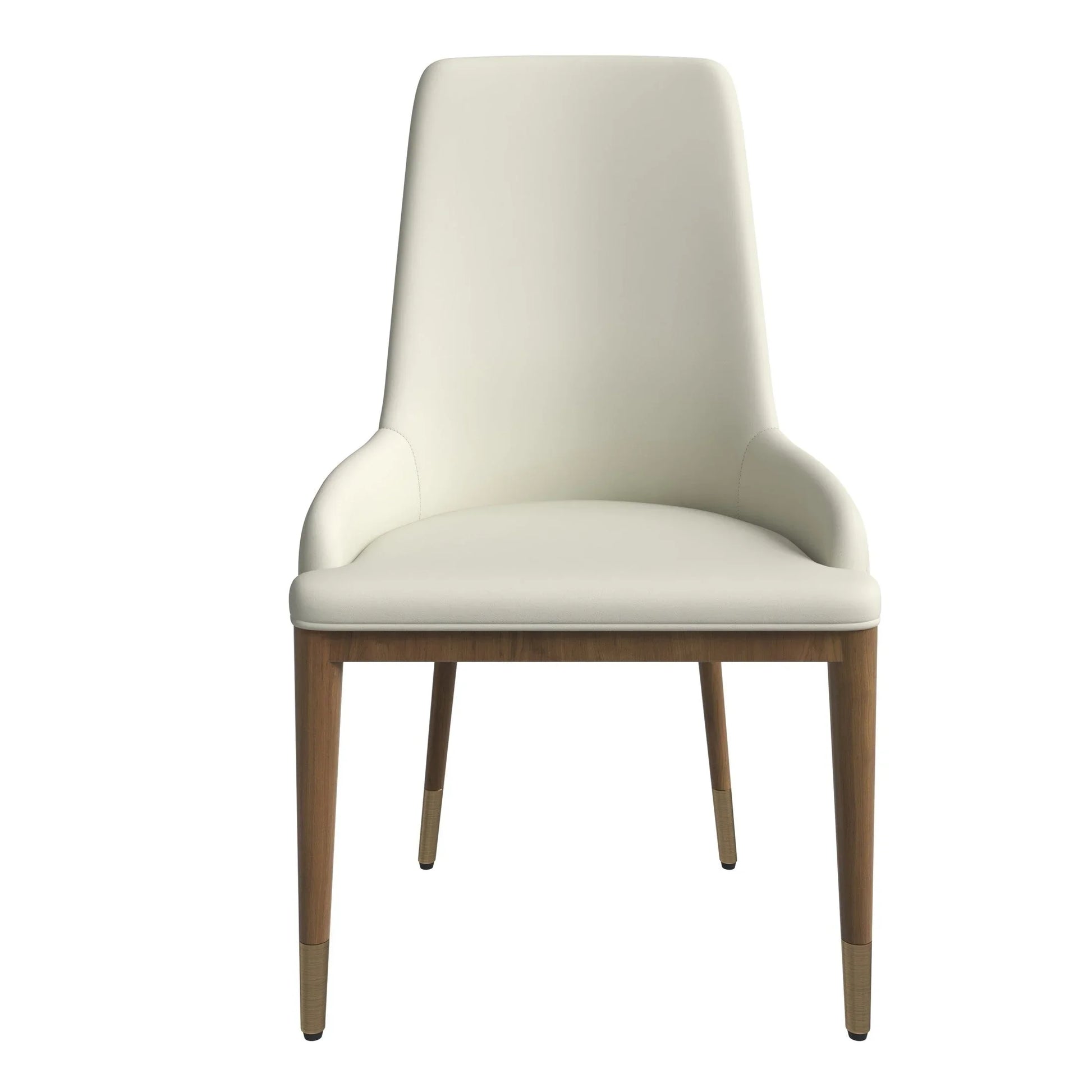 Viva Dining Side Chair Upholstered in Leather with Brown Rubberwood Legs - Elax Furniture