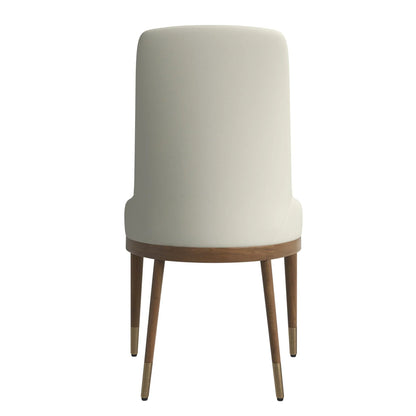 Viva Dining Side Chair Upholstered in Leather with Brown Rubberwood Legs - Elax Furniture