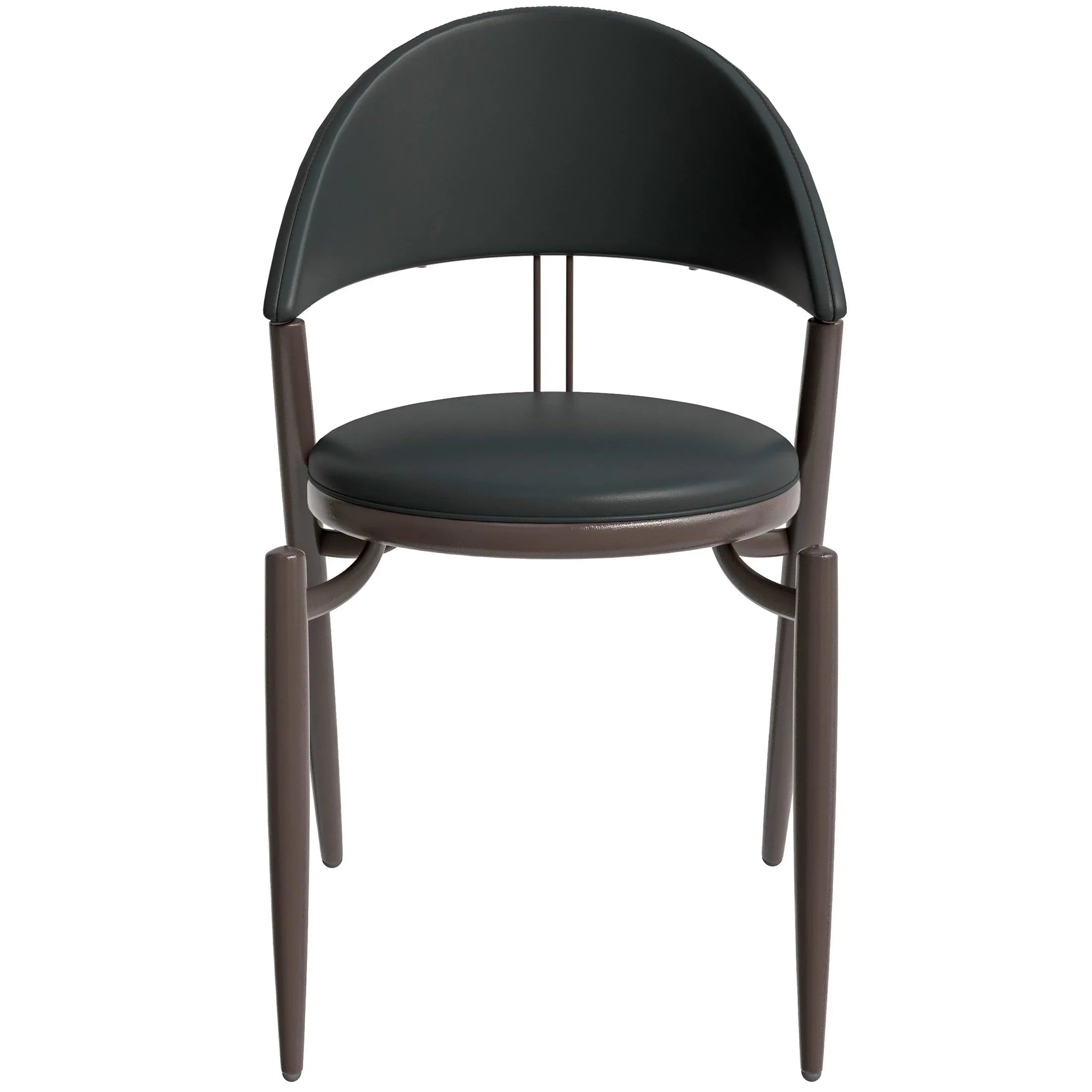 Venice Dining Chair Upholstered Leather in Iron With an Open Curved Back Design Set of 4 - Elax Furniture