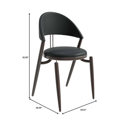 Venice Dining Chair Upholstered Leather in Iron With an Open Curved Back Design - Elax Furniture