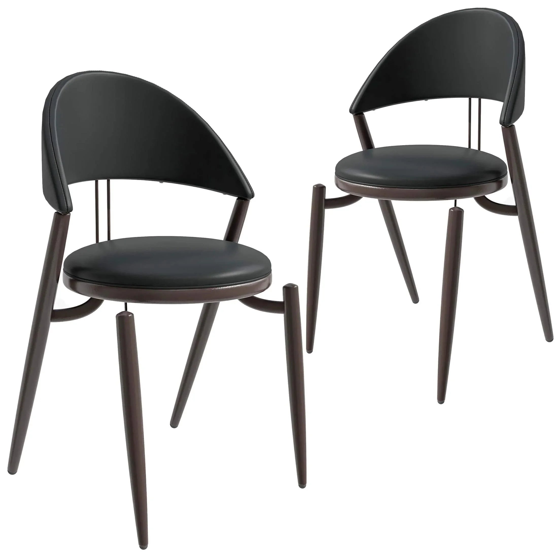 Venice Dining Chair Upholstered Leather in Iron With an Open Curved Back Design Set of 2 - Elax Furniture