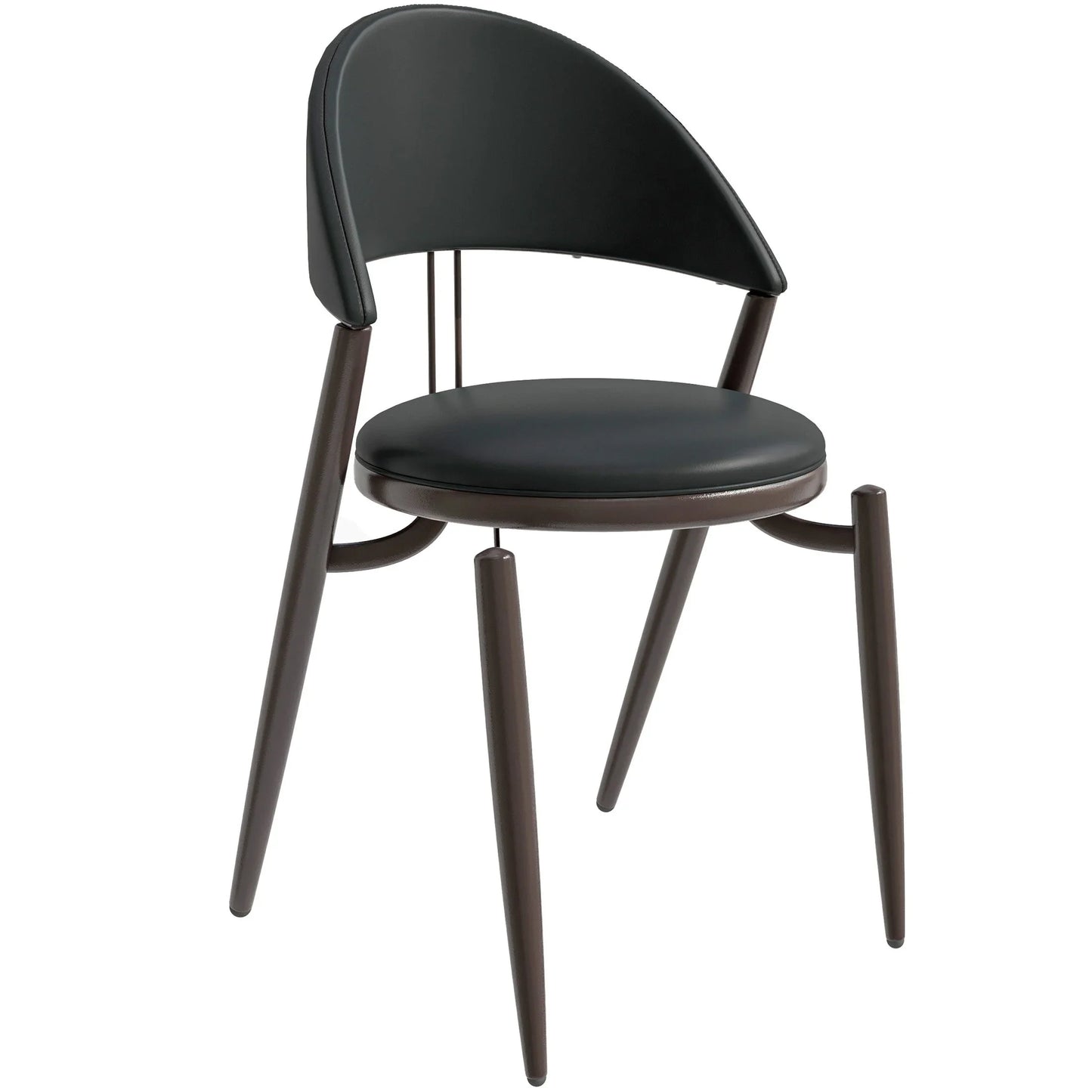 Venice Dining Chair Upholstered Leather in Iron With an Open Curved Back Design - Elax Furniture