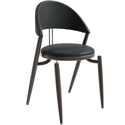 Venice Dining Chair Upholstered Leather in Iron With an Open Curved Back Design - Elax Furniture