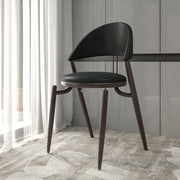 Venice Dining Chair Upholstered Leather in Iron With an Open Curved Back Design - Elax Furniture