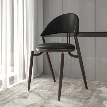 Venice Dining Chair Upholstered Leather in Iron With an Open Curved Back Design - Elax Furniture