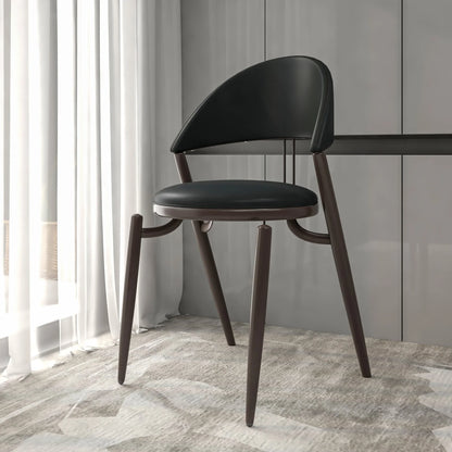 Venice Dining Chair Upholstered Leather in Iron With an Open Curved Back Design - Elax Furniture