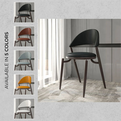 Venice Dining Chair Upholstered Leather in Iron With an Open Curved Back Design - Elax Furniture