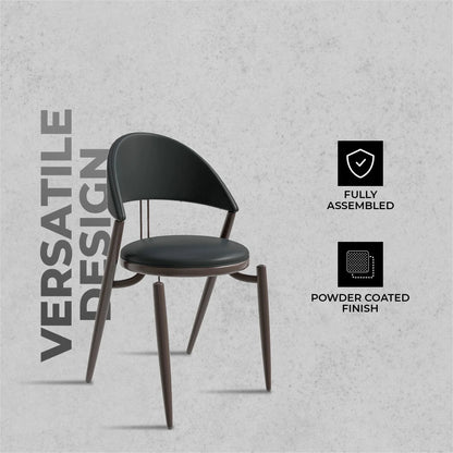 Venice Dining Chair Upholstered Leather in Iron With an Open Curved Back Design - Elax Furniture