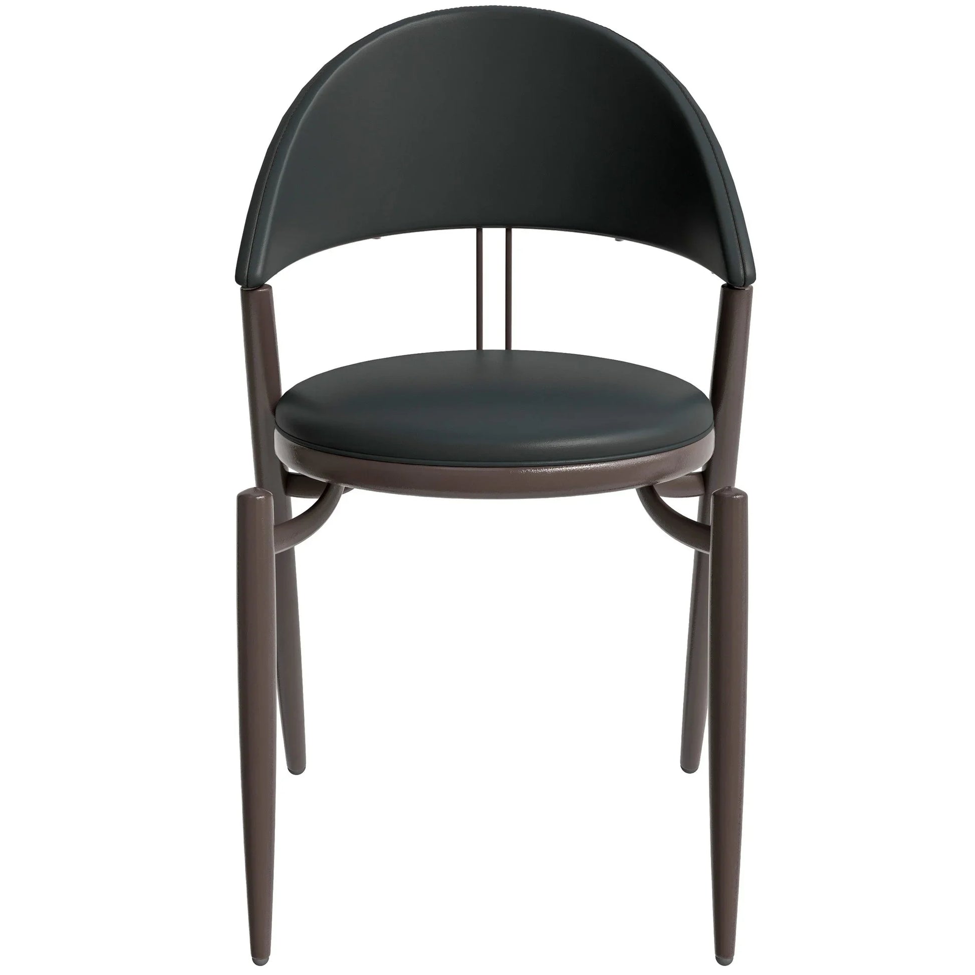 Venice Dining Chair Upholstered Leather in Iron With an Open Curved Back Design - Elax Furniture