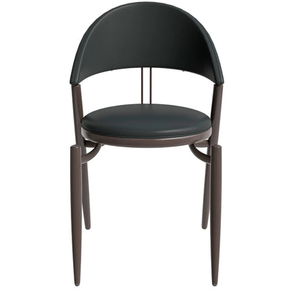 Venice Dining Chair Upholstered Leather in Iron With an Open Curved Back Design - Elax Furniture