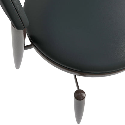 Venice Dining Chair Upholstered Leather in Iron With an Open Curved Back Design - Elax Furniture