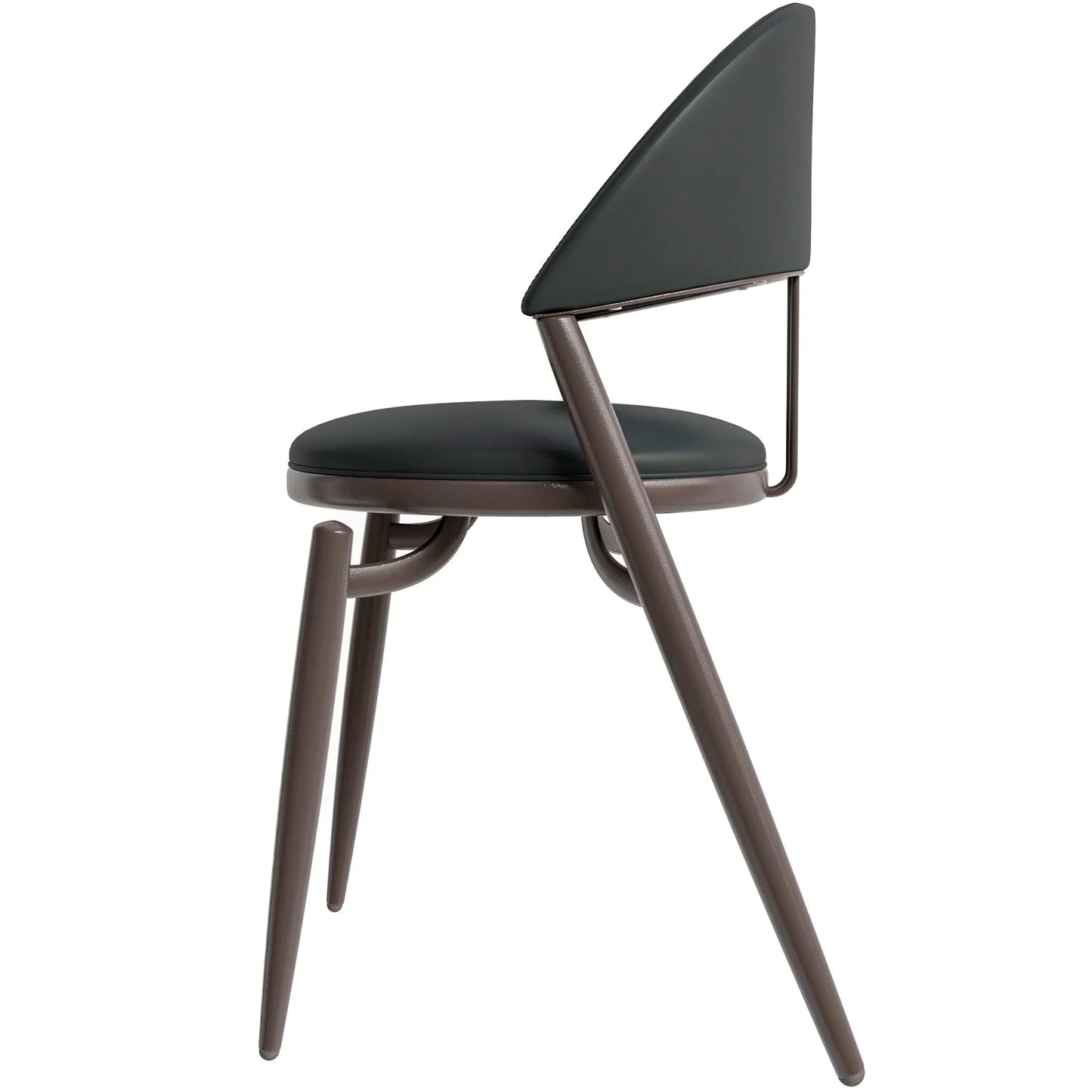 Venice Dining Chair Upholstered Leather in Iron With an Open Curved Back Design - Elax Furniture