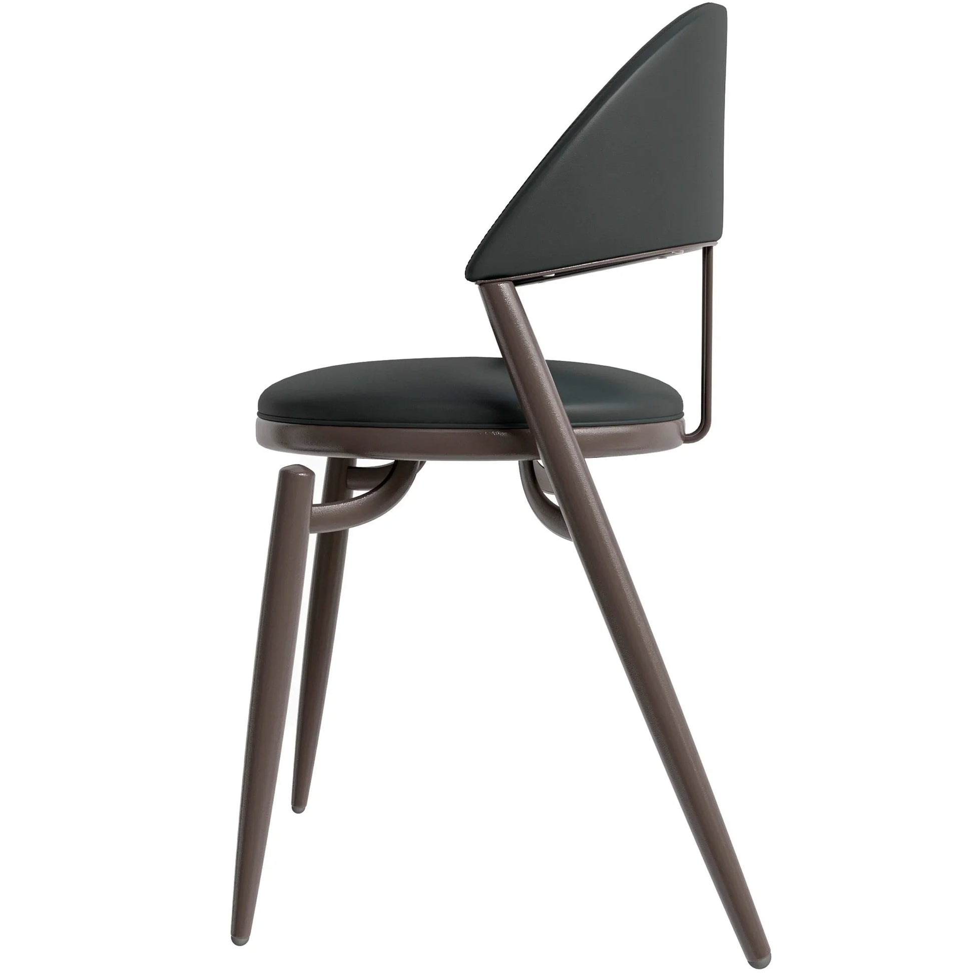 Venice Dining Chair Upholstered Leather in Iron With an Open Curved Back Design - Elax Furniture