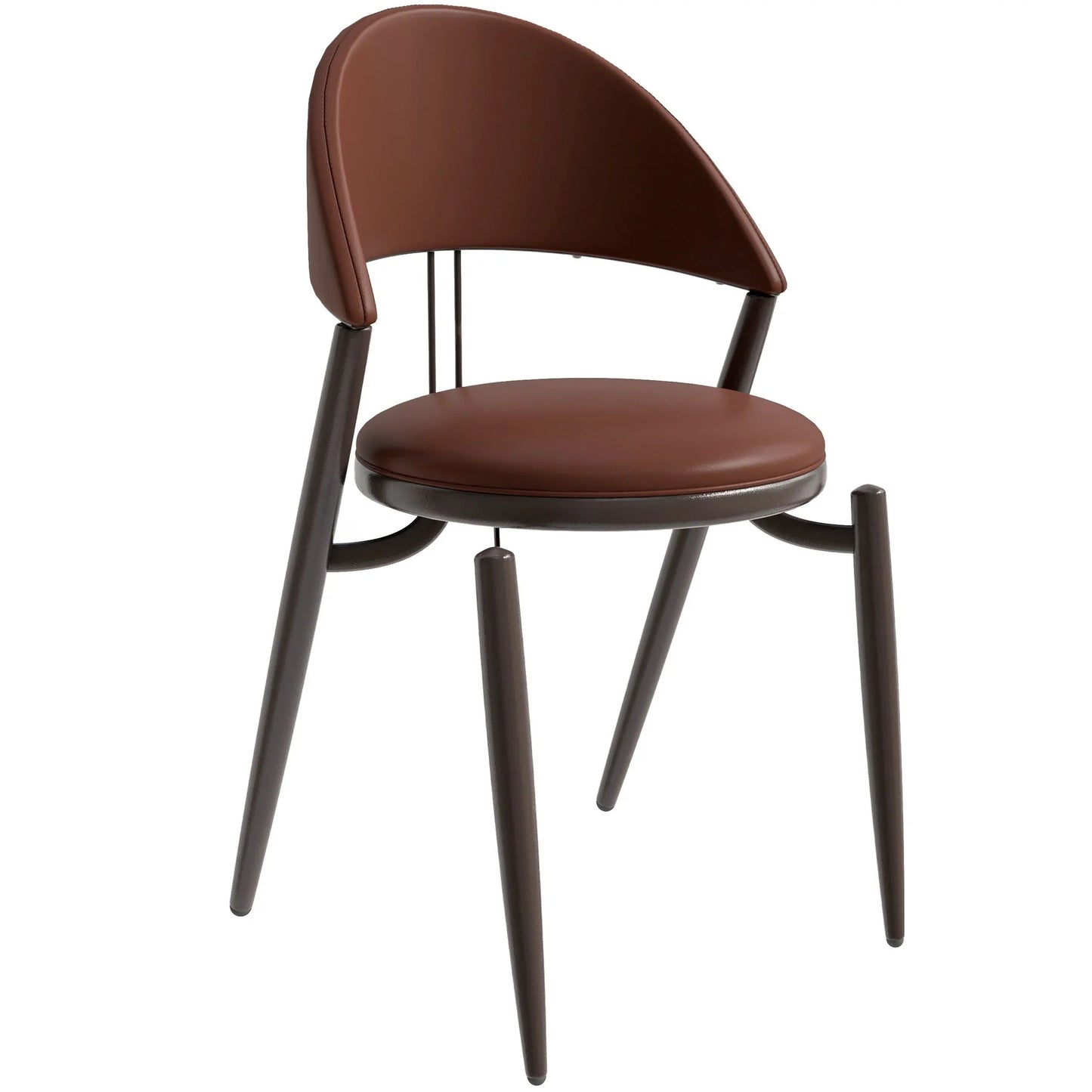 Venice Dining Chair Upholstered Leather in Iron With an Open Curved Back Design - Elax Furniture