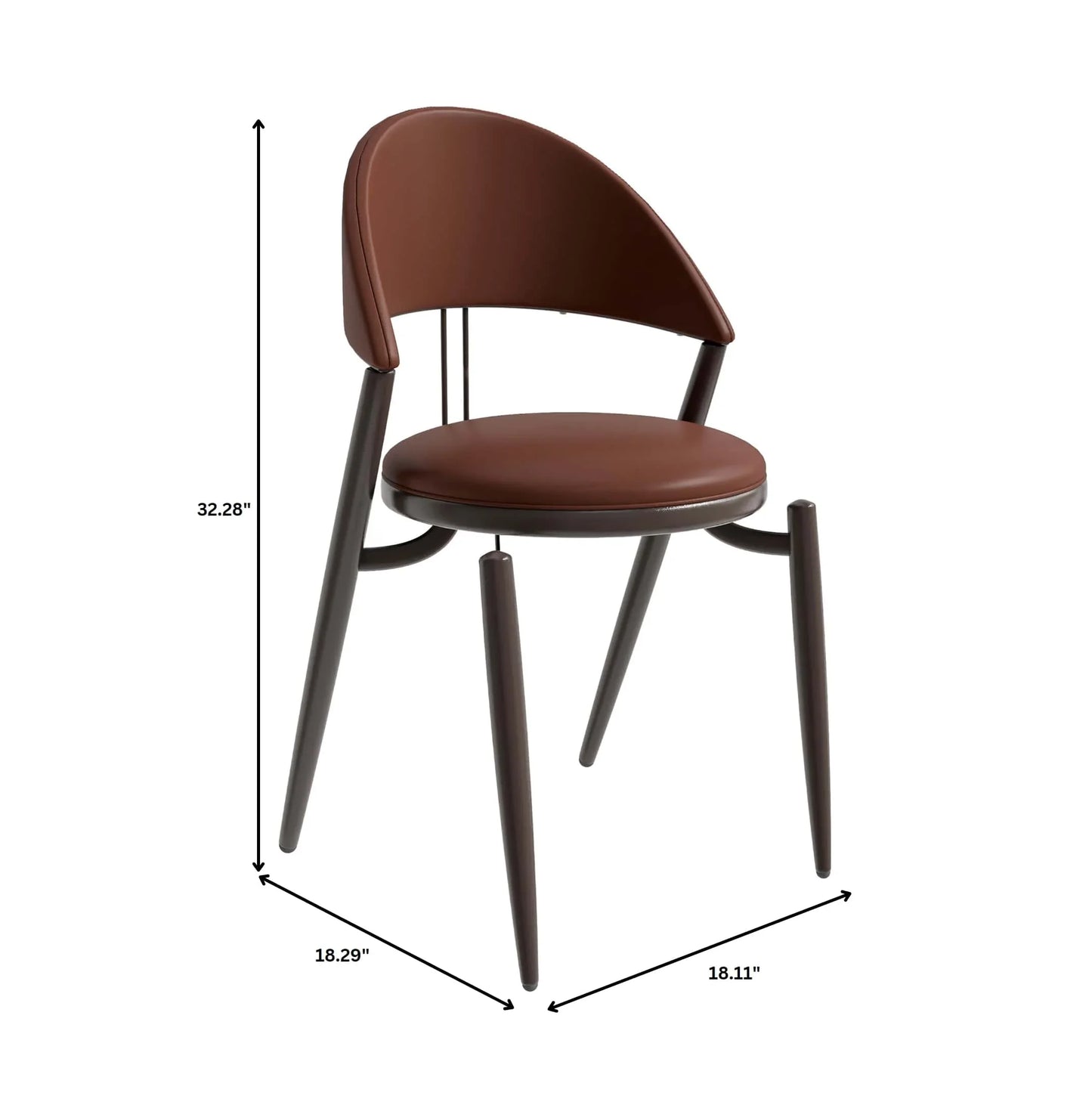 Venice Dining Chair Upholstered Leather in Iron With an Open Curved Back Design - Elax Furniture