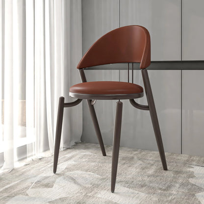 Venice Dining Chair Upholstered Leather in Iron With an Open Curved Back Design - Elax Furniture