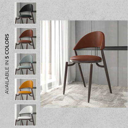 Venice Dining Chair Upholstered Leather in Iron With an Open Curved Back Design - Elax Furniture